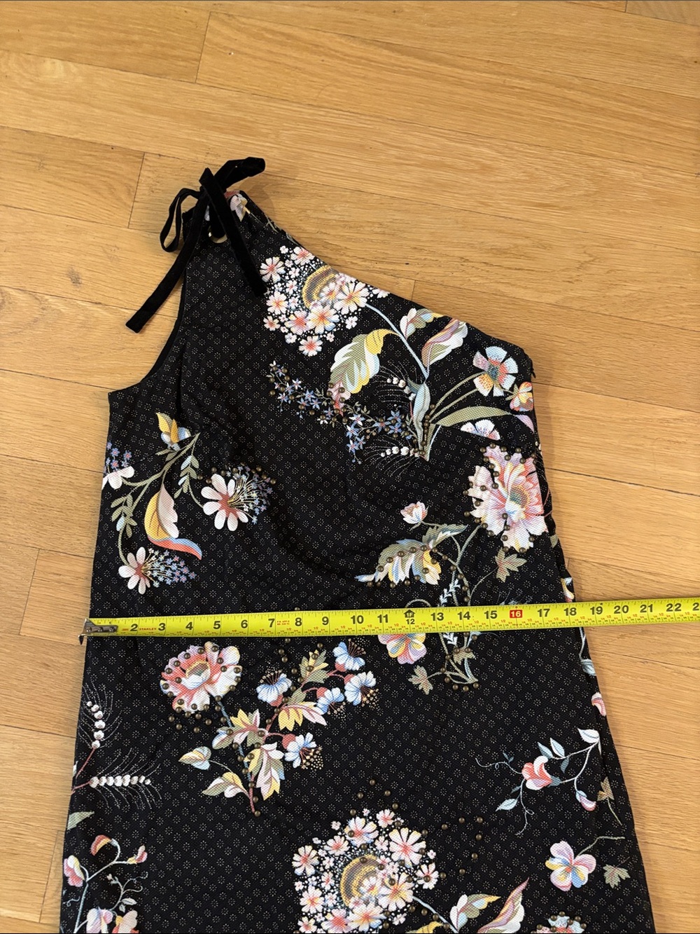 Anthropologie Maeve Ashbury Floral One Shoulder Dress Small 4 Black White - Picture 15 of 16